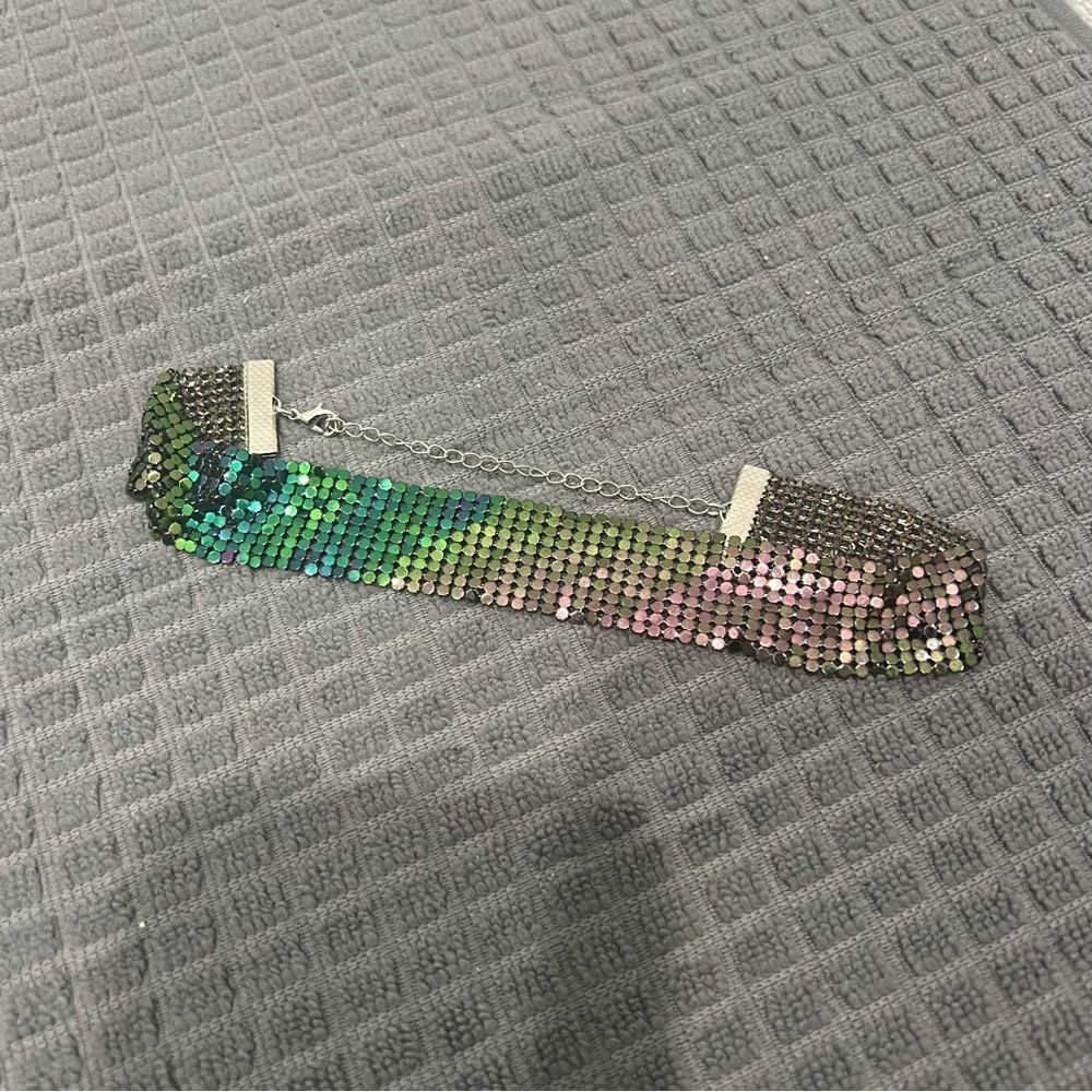 Iridescent Colorful Metal Adjustable Choker Necklace